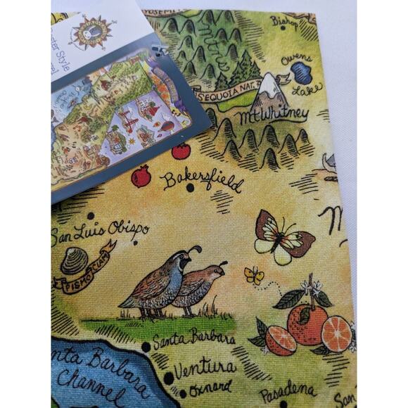 CALIFORNIA MAP SOUVENIR KITCHEN TEA TOWEL, 18X28" 100% COTTON NEW Cute Design - Picture 3 of 8